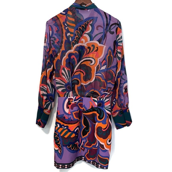 ZARA Pucci Mini Dress Sheer Long Sleeve Top Skirt Slit Multicolor, Women’s Small - Picture 5 of 17